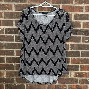 Black and White Spotted Forever 21 Chevron Top